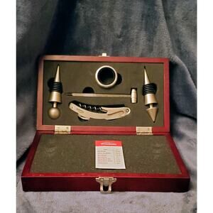 Trudeau Wine Bottle Stopper And Opener Set In Wooden Box